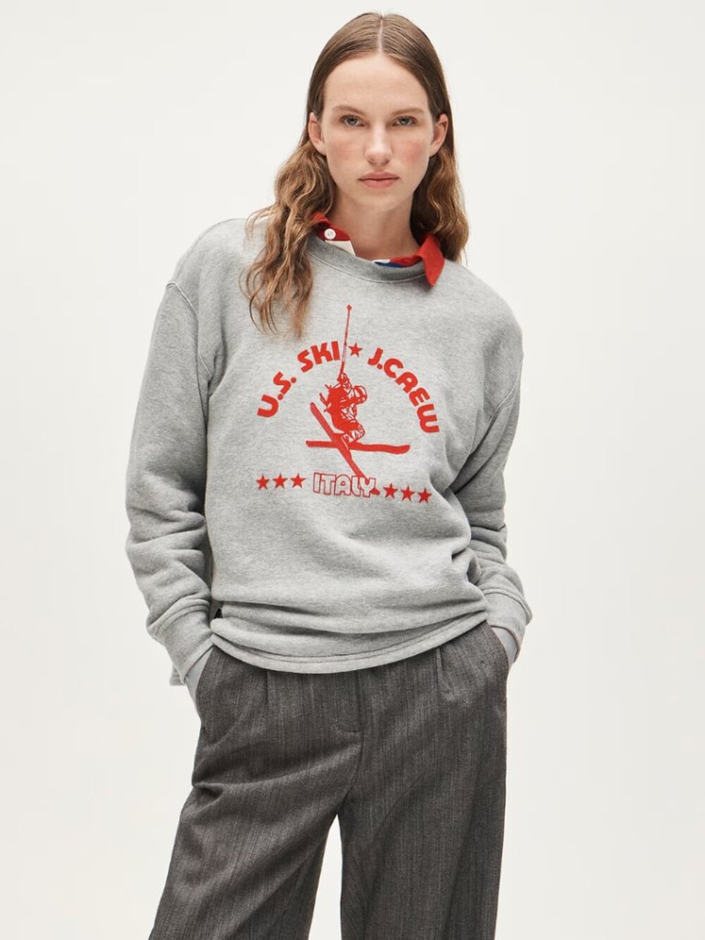 U.S. Ski & Snowboard by J. Crew Heritage Terry Graphic Crewneck Sweatshirt Small